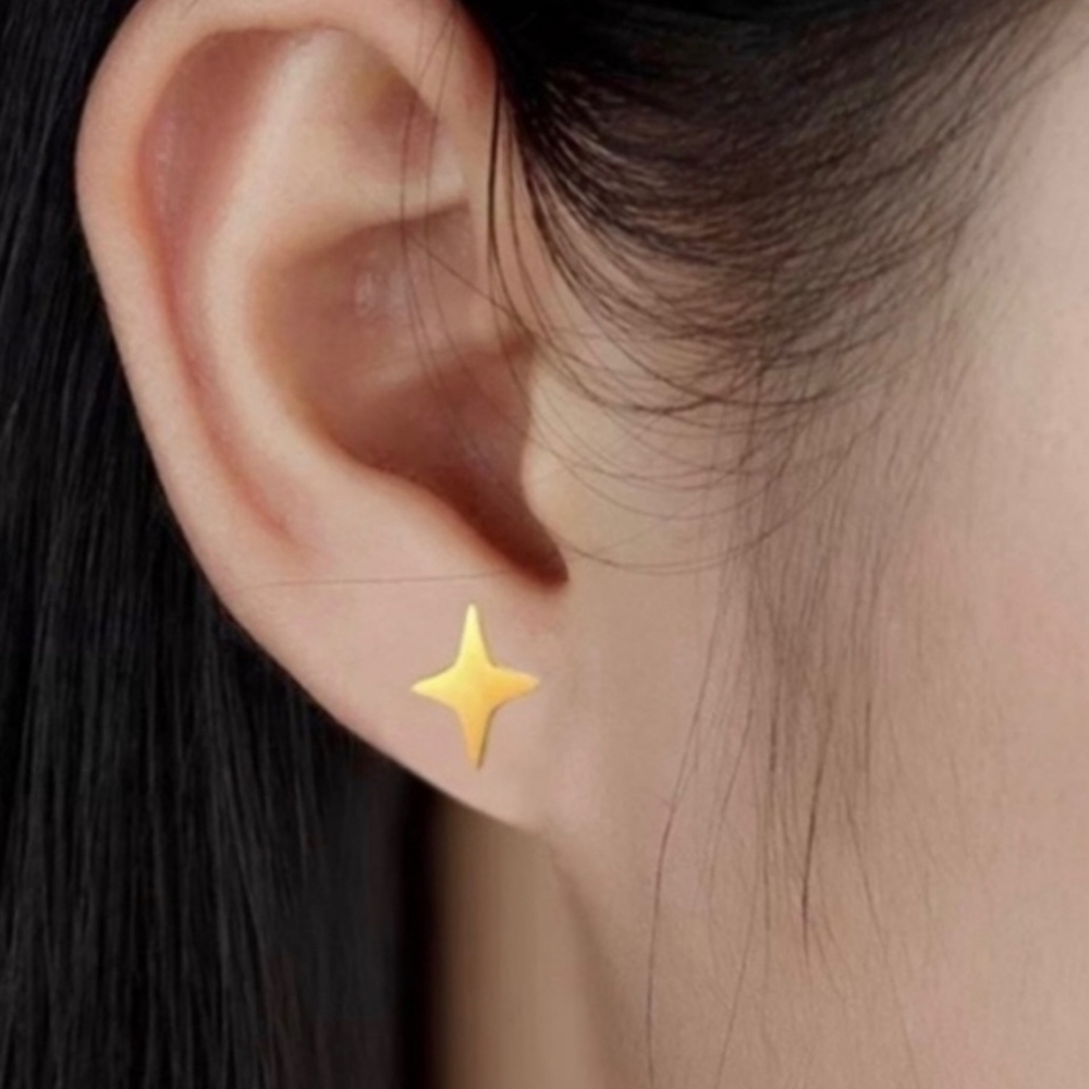 Korean Hand Heart & Star Stainless Steel Stud Earrings Accessories Jewelry